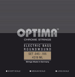 Optima sähköbasson kielet Chrome Strings pyöreäpunotut Long Scale - set 4-kielinen med-light (4319ML)