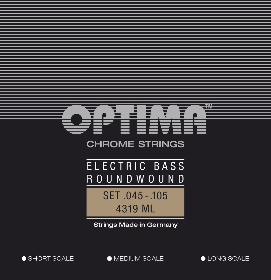 Optima E-Bass Strings Chrome Strings Round Wound Long Scale - Set 4-string med-light (4319ML)