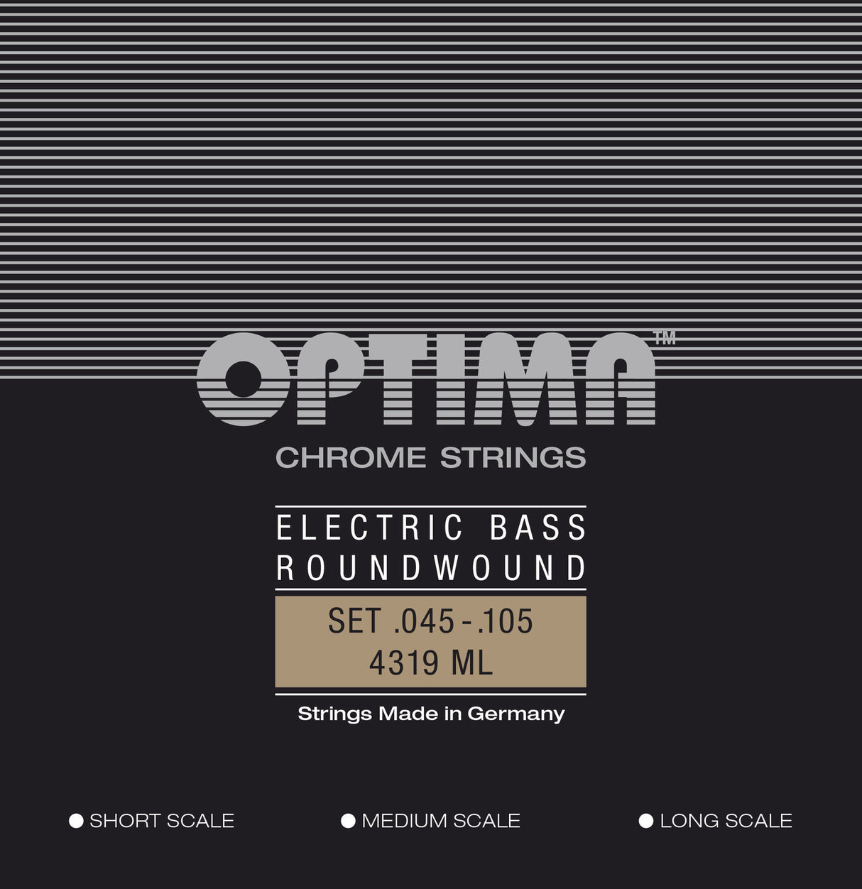Optima E-Bass Strings Chrome Strings Round Wound Long Scale - Set 4-string med-light (4319ML)