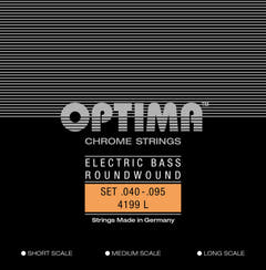 Optima sähköbasson kielet Chrome Strings. Pyöreäpunotut Medium Scale - set 4-kielinen light (4199M)