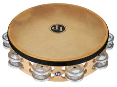Latin Pundistussoittimet Tambourine Pro 10 in Double Row With Head - 10" Brass/Bronze (LP384-BB)
