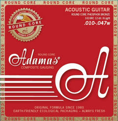 Adamas Stringsit akustiselle kitaralle Historic Reissue Phosphor Bronze Round Core - 12-kiel. Light .010-.047 (1616RC)