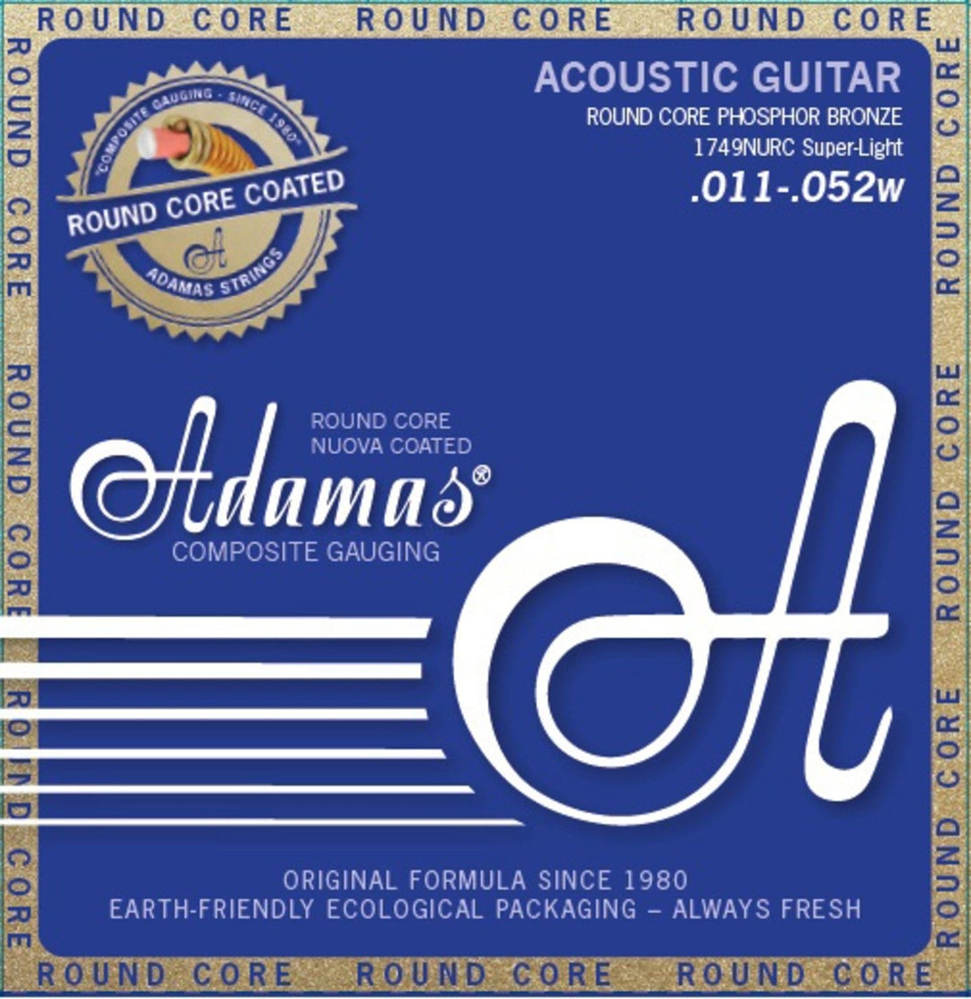 Adamas Strings for Acoustic kitarat Nuova Phosphor Bronze coated round core - Super Light .011-.052 (1749NURC)