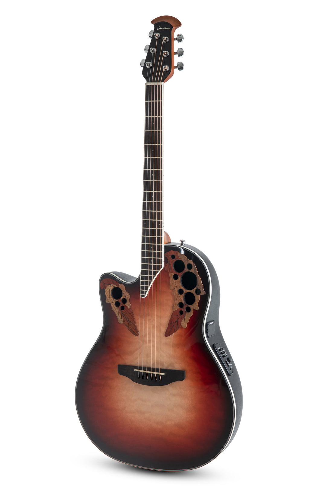 Ovation E-Acoustic kitarat Celebrity Elite Plus Mid Cutaway - Lefthand Ruby Burst (CE44LX-1R-G)