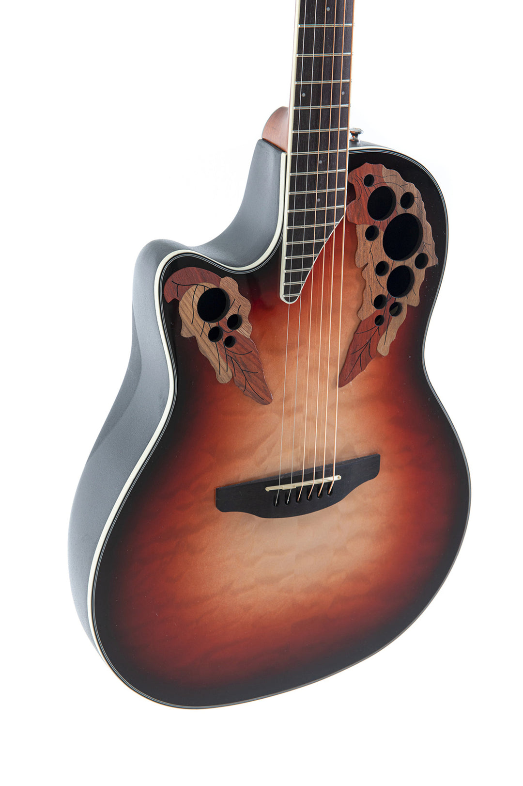 Ovation E-Acoustic kitarat Celebrity Elite Plus Mid Cutaway - Lefthand Ruby Burst (CE44LX-1R-G)