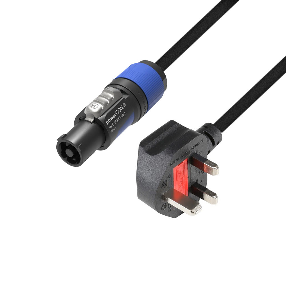 Adam Hall Cables 5 STAR PCON 0150 GB - Virtajohto | Neutrik powerCON® till BS1363/A | 1,5 m