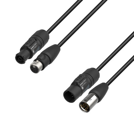 Adam Hall Cables 5 STAR H TCON 5D 1000 IP65 - Hybridkabel | Strøm & DMX | Neutrik® XLR 5-polet IP65 x TRUE1® | 10 m