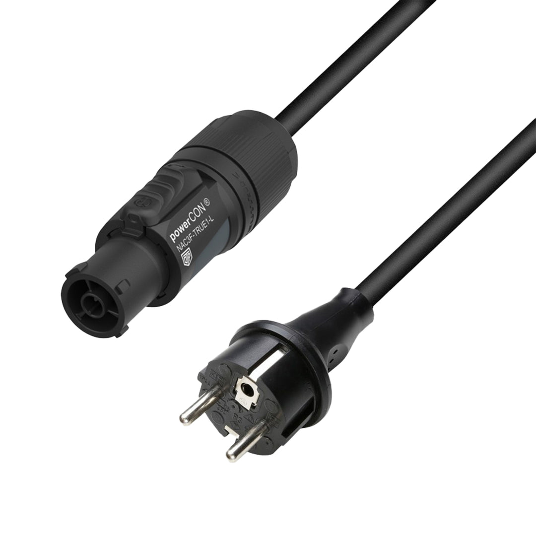 Adam Hall Cables 5 STAR TCON 0150 - Virtakaapeli | Neutrik TRUE1® x CEE 7/7 Titanex®-johdolla | 1,5 m
