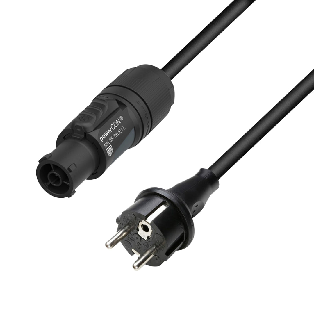 Adam Hall Cables 5 STAR TCON 1000 - Virtajohto | Neutrik TRUE1® x CEE 7/7 med Titanex®-ledning | 10 m
