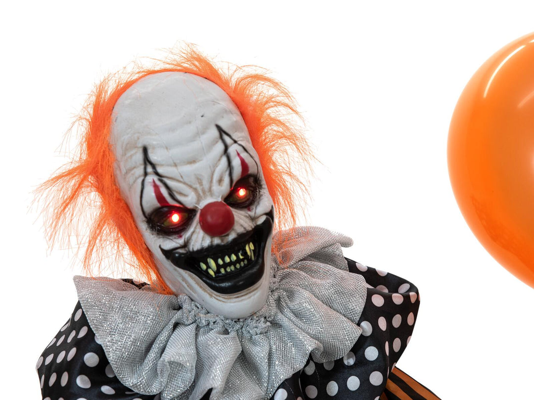 Halloween-figur klovn med ballon, animeret, 170 cm