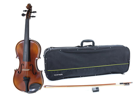 GEWA Violin Allegro - 4/4 lefthand (Valmis soitettavaksi incl. violin case, Massaranduba-rusetti, Larsen Aurora -kielet, kuljetusvarmistettu)