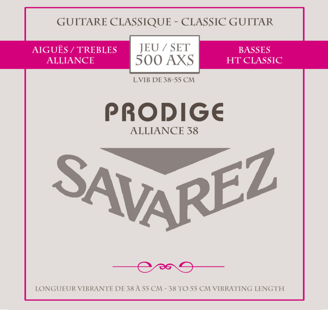 Savarez-kielet klassiselle kitaralle Prodige 38 Lasten kitara - 1/8-1/2 Carbon (500 AXS)