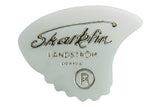 Shark Fin Goldprint plektre, medium, hvid, 12 stk.