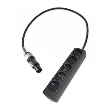 Adapteri powerCON harmaa - Schuko 5-osainen jatkopistorasia - 1 metri