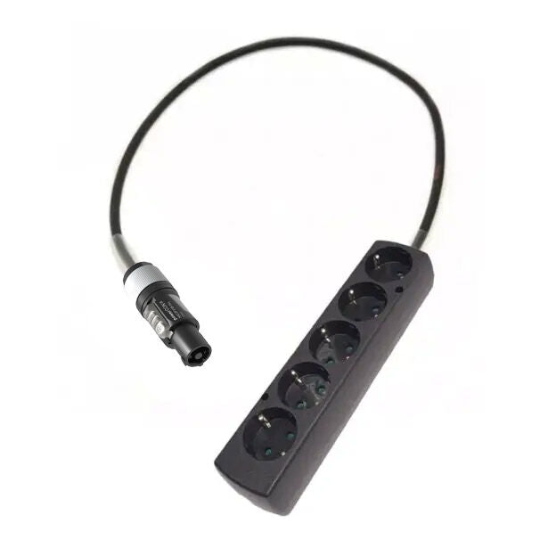 Adapteri powerCON harmaa - Schuko 5-osainen jatkopistorasia - 1 metri