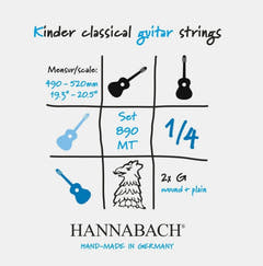 Hannabach Stringsit klassiselle kitaralle Serie 890 1/4 kitara lapsille Koko: 49-52 cm - Set of 2 G-Strings (890MT 1/4)