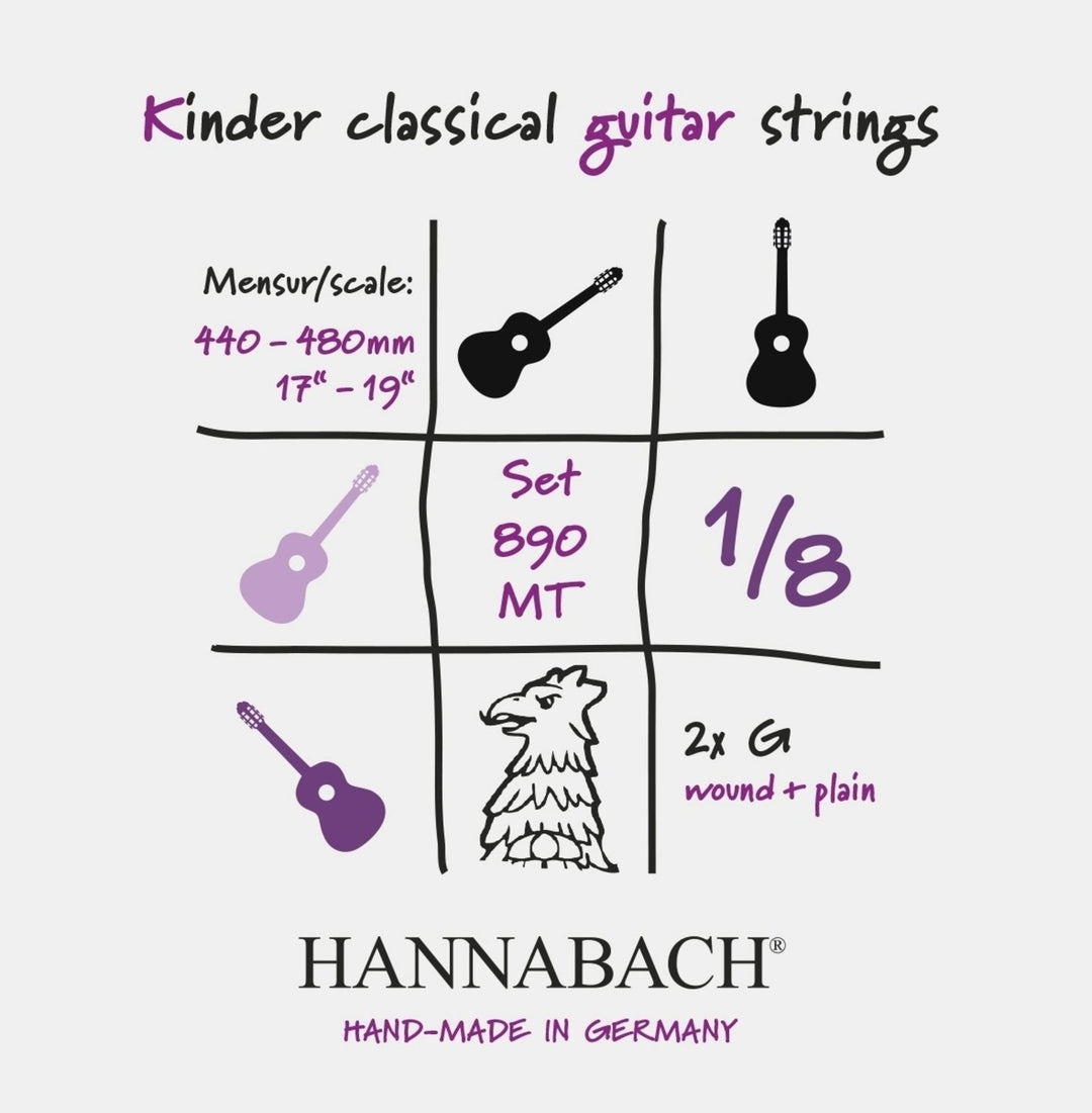 Hannabach Strenge til klassisk guitar Serie 890 1/8 guitar for children Duel: 44-48 cm - Sæt af 2 G-Strings (890MT 1/8)