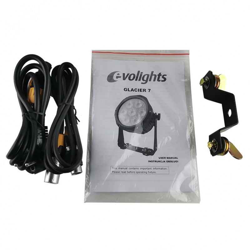 EVOLIGHTS GLACIER 7 LED PAR 7x10W RGBWA-UV IP65 ulkokäyttöön lavavalaistus