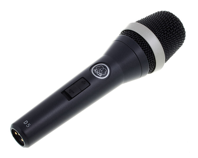 AKG D5S dynaaminen laulumikrofoni, jossa on kytkin