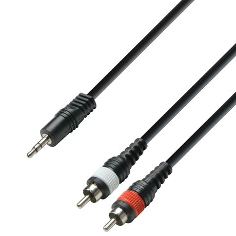 Adapterikaapeli 3,5mm Jack Stereo 2 x RCA Phono (3 mtr)