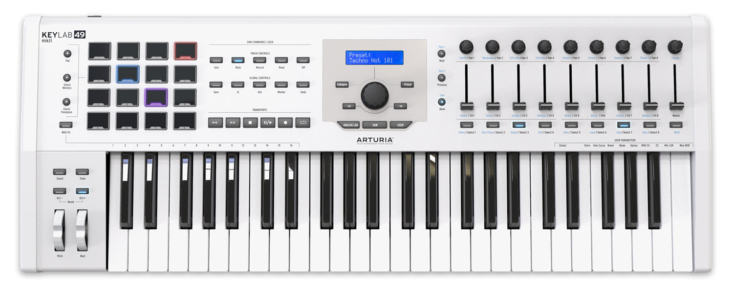 Arturia KeyLab 49 MKII MIDI-Keyboard (valkoinen)