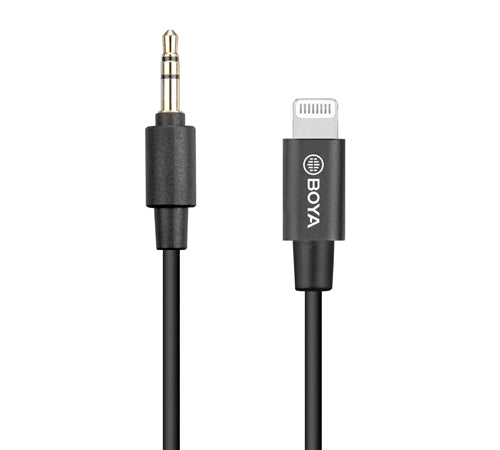 Boya adapterikaapeli 3,5 minijack uros to lightning 15 cm