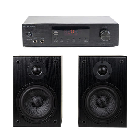 SoundMate HBS-05 Hyllykaiuttimet & Vahvistin Bundle