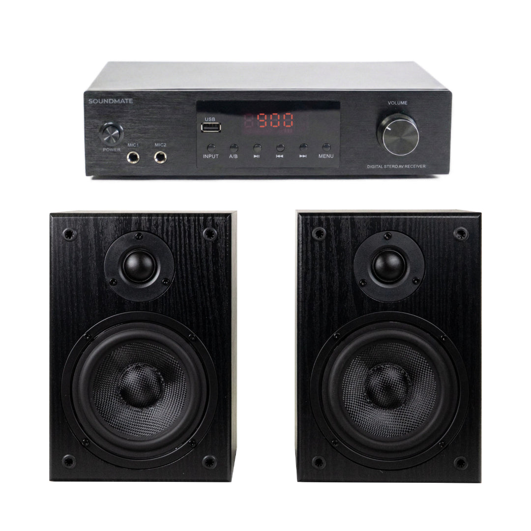 SoundMate HBS-05 Hyllykaiuttimet & Vahvistin Bundle