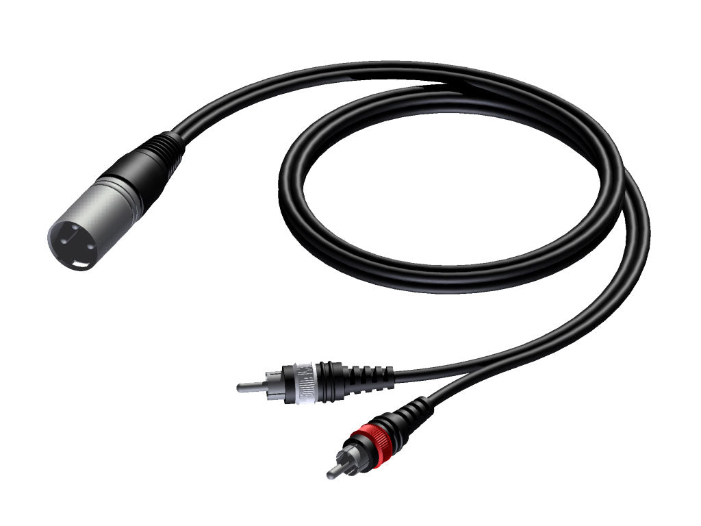 ProCab signaalikaapeli XLR uros > 2 x RCA - 3 m