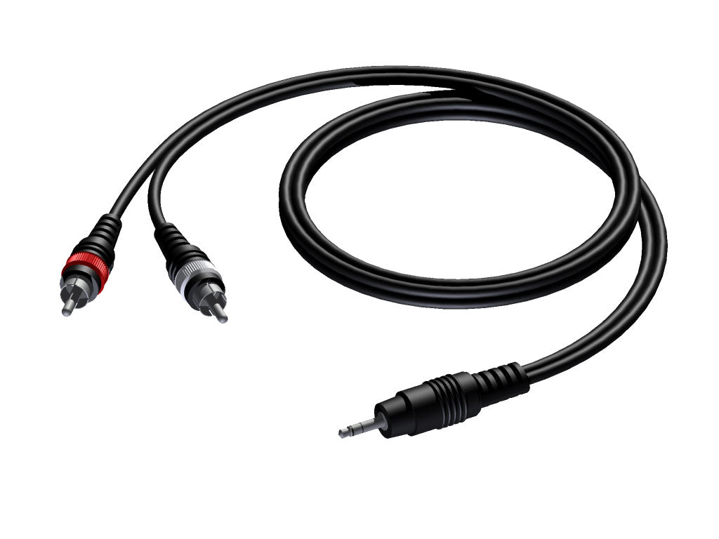 ProCab MiniJack 3,5 mm stereo > 2 x RCA - 5 metriä