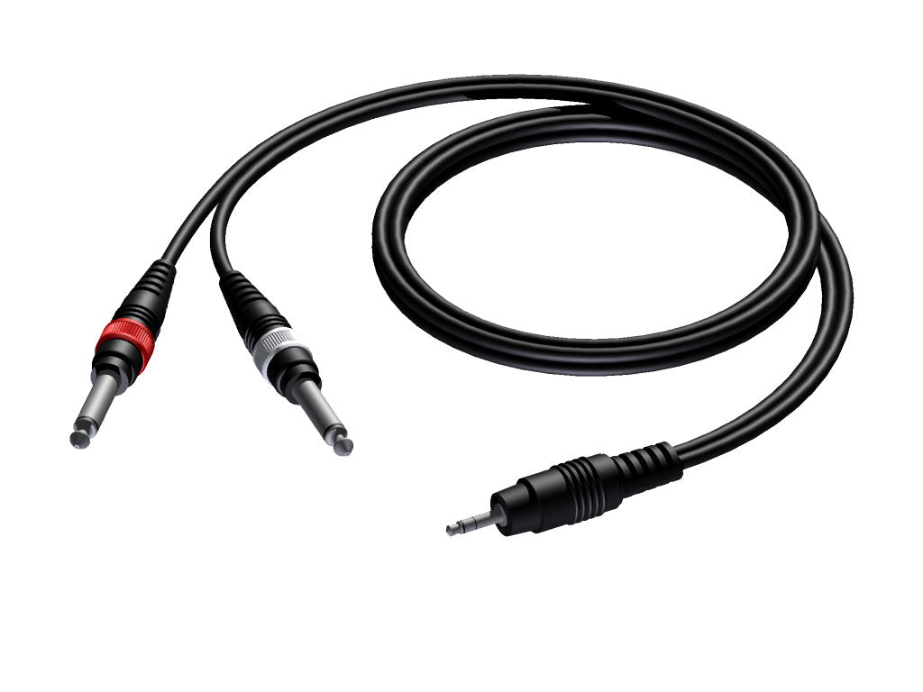 ProCab MiniJack 3,5 mm stereo > 2 x Jack - 3 metriä