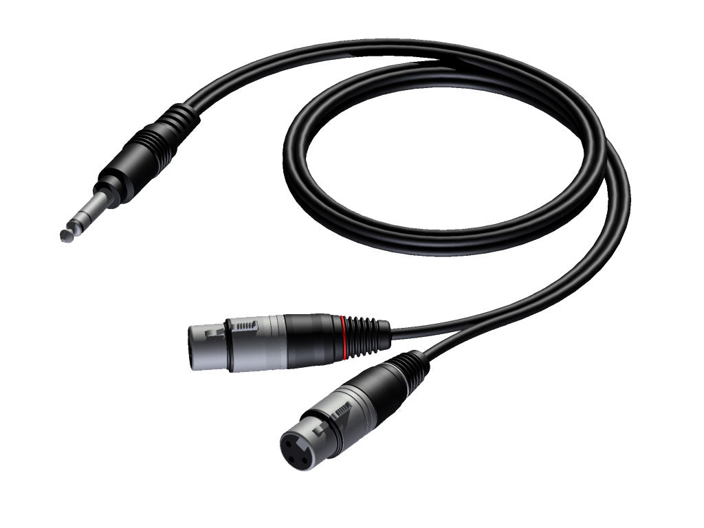 Stereo jack 2x XLR naaras 1,5 metriä