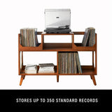 Crosley Asheville Large Pladespillerbord med Vinylopbevaring til 350 LP’er – Walnut