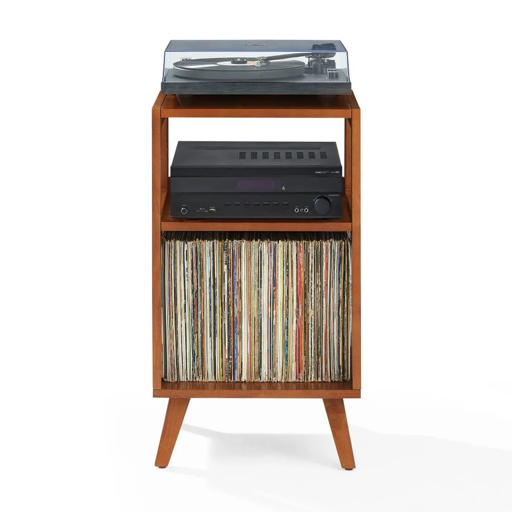 Crosley Asheville Small Pladespillerbord med Vinylopbevaring – Walnut