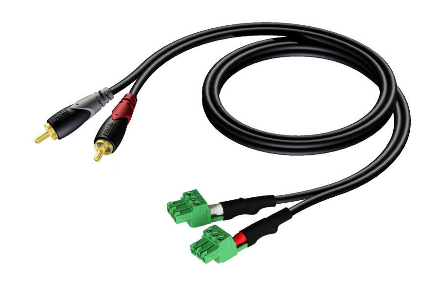 ProCab 2 x RCA uros > 2 x kierreliitin 3P 3,81mm, 1,5 m