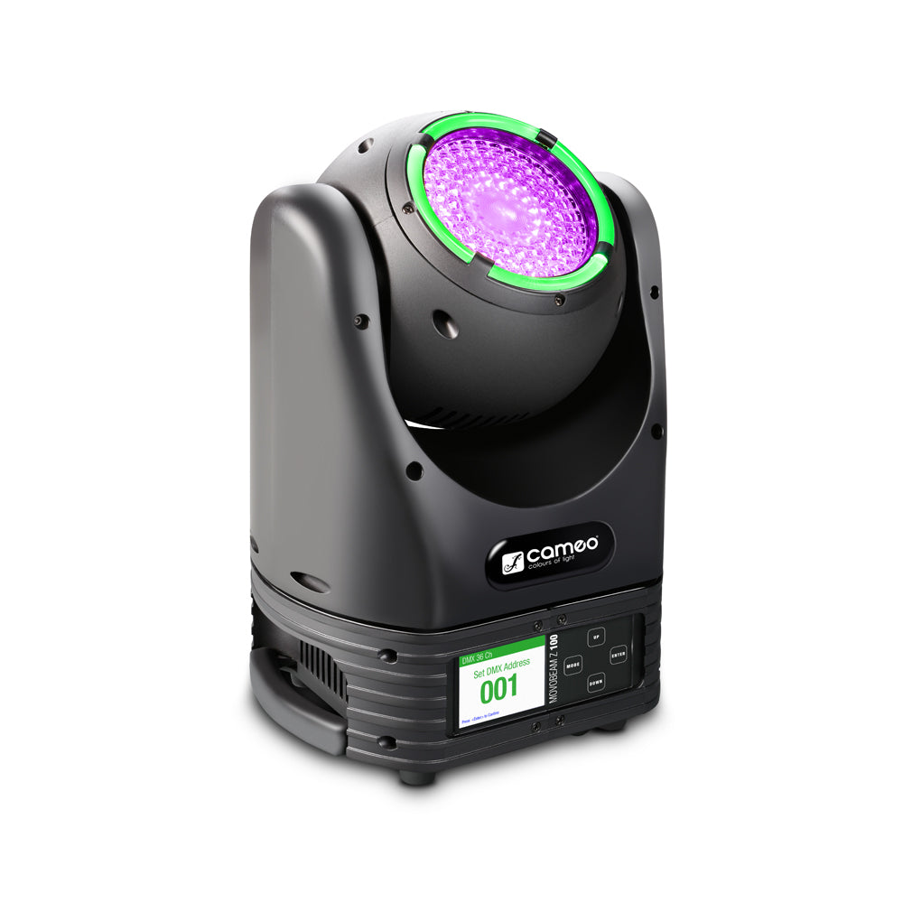 Cameo MOVO BEAM Z100 – Beam-moving head rajoittamattomalla kierrolla, LED-renkaalla ja zoomilla