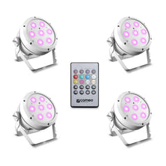 Cameo ROOT® PAR 4 WH SET 1 - Sarja inkl. 4 x CLROOTPAR4WH inkl. IR-fjernbetjening (CLPFLAT1REMOTE)