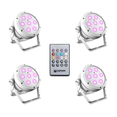 Cameo ROOT® PAR 4 WH SET 1 - Sarja inkl. 4 x CLROOTPAR4WH inkl. IR-fjernbetjening (CLPFLAT1REMOTE)