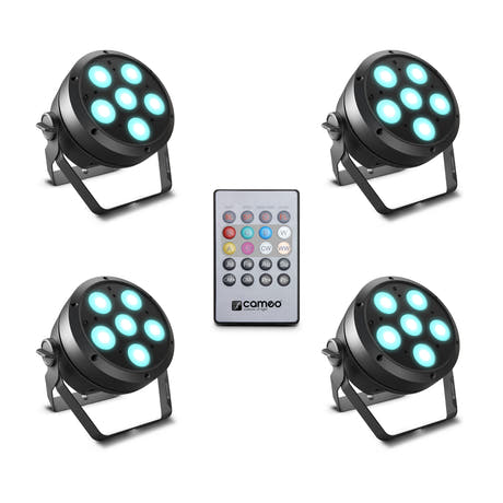 Cameo ROOT® PAR 6 SET 1 - Setti sisältäen 4 x CLROOTPAR6 inkl. IR-kaukosäädin (CLPFLAT1REMOTE)