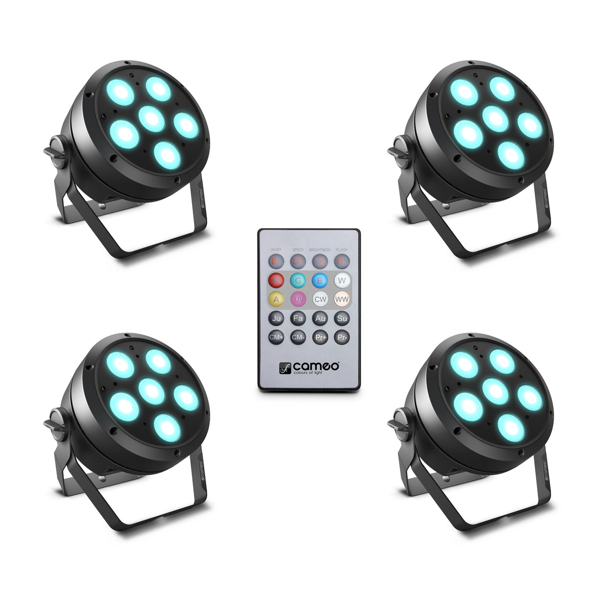 Cameo ROOT® PAR 6 SET 1 - Sæt inklusive 4 x CLROOTPAR6 inkl. IR-fjernbetjening (CLPFLAT1REMOTE)