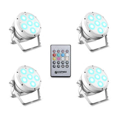 Cameo ROOT® PAR 6 WH SÄTKI 1 - Sarja sisältäen 4 x CLROOTPAR6WH inkl. IR-kaukosäädin (CLPFLAT1REMOTE)