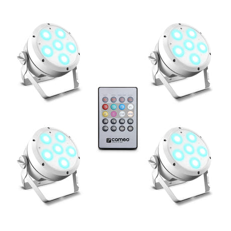 Cameo ROOT® PAR 6 WH SÄTKI 1 - Sarja sisältäen 4 x CLROOTPAR6WH inkl. IR-kaukosäädin (CLPFLAT1REMOTE)