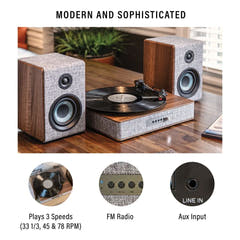 Crosley Arya levysoitin kaiuttimilla, Gray