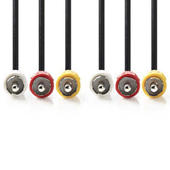 Komposiittivideokaapeli, 3 x RCA-uros /3 x RCA-uros, 1.5 m.