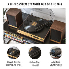 Crosley C72 Levysoitin kaiuttimilla (Pähkinäpuu)