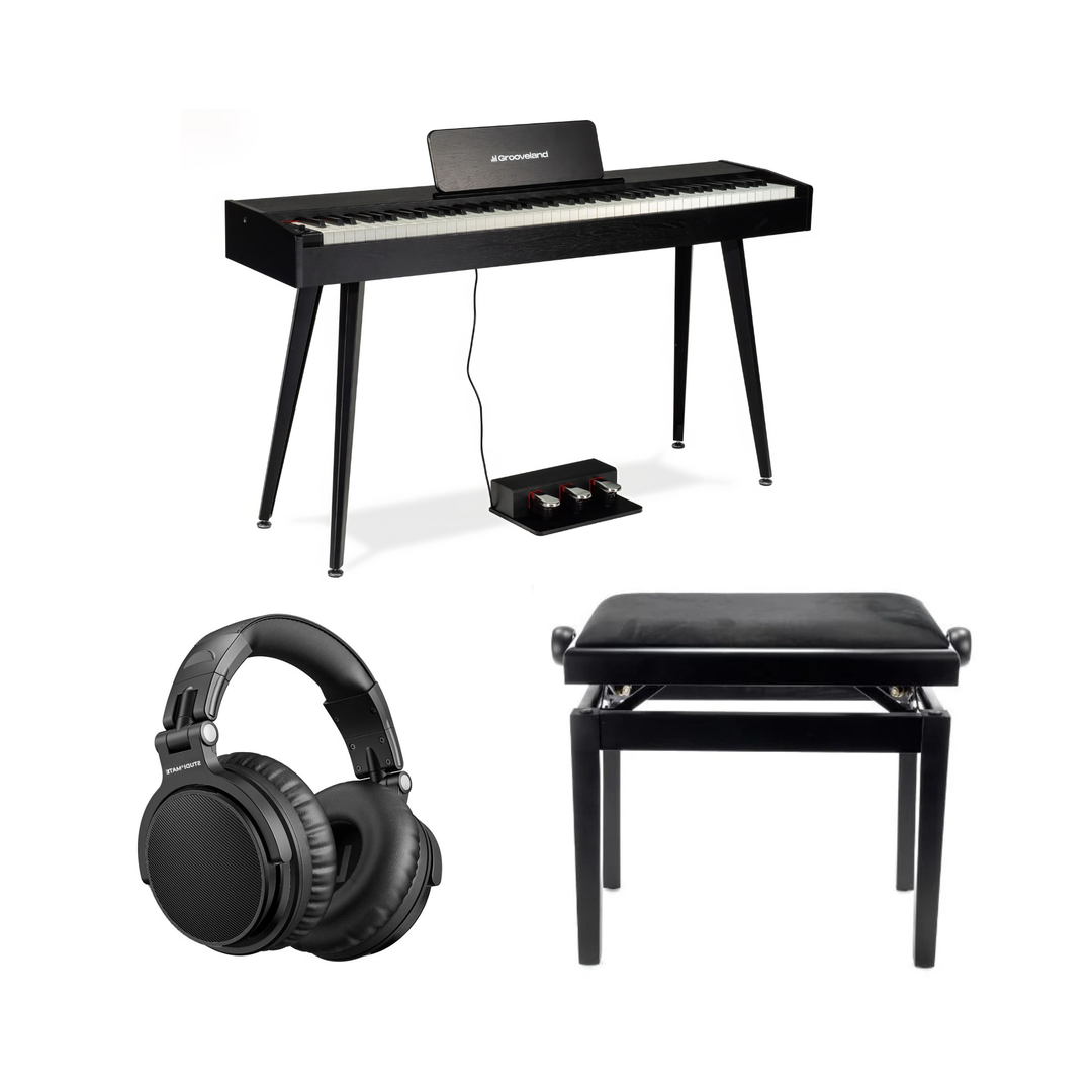 Grooveland DDP-140 sähköpiano (Musta) Bundle