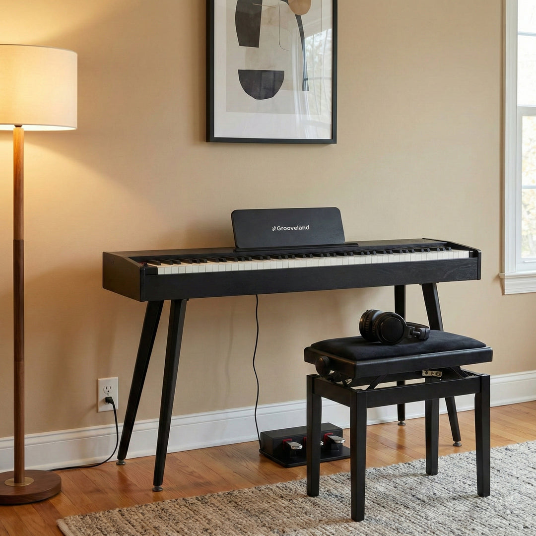 Grooveland DDP-140 sähköpiano (Musta) Bundle