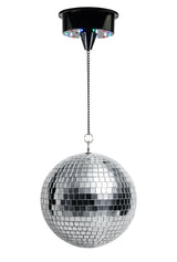 Batteridrevet Diskokugle m. LED (20 cm) & Pinspot-valo