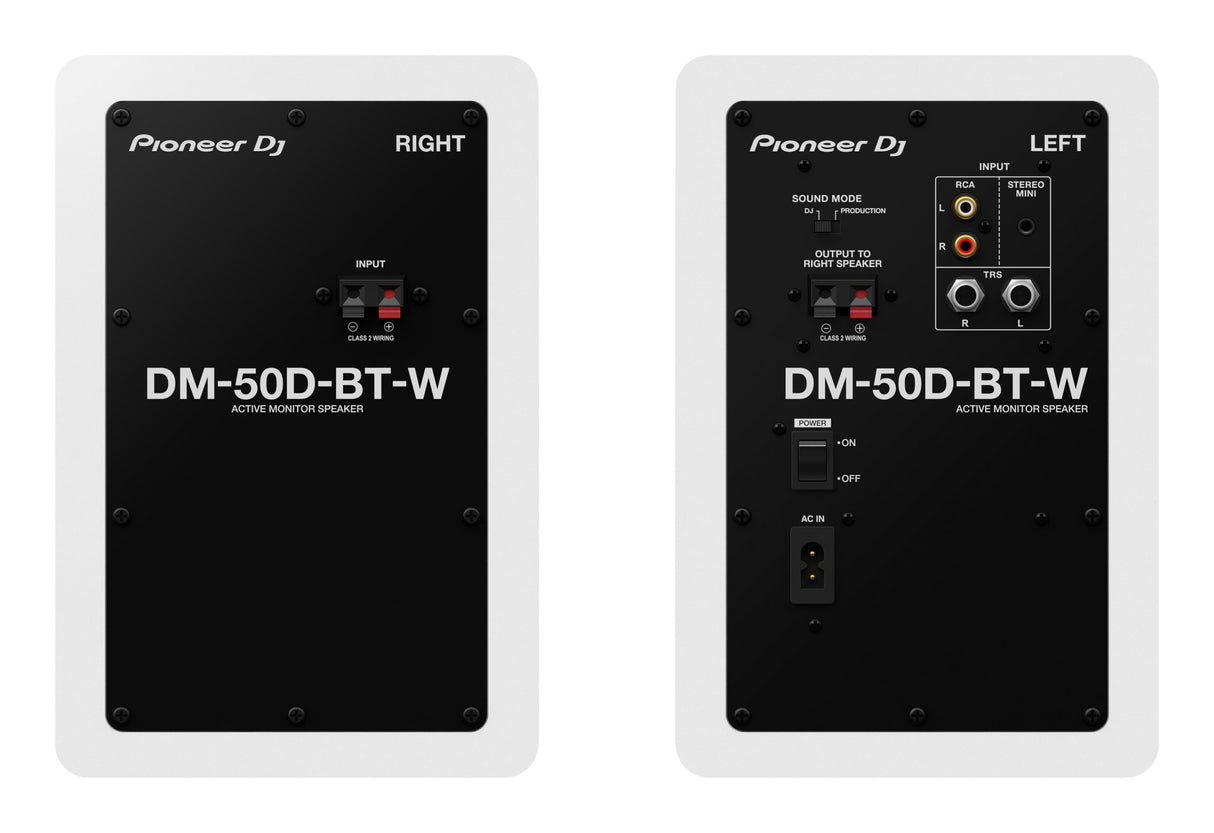 Pioneer DJ DM-50D-BT-W Studiomonitorit ja Bluetooth (valkoinen)