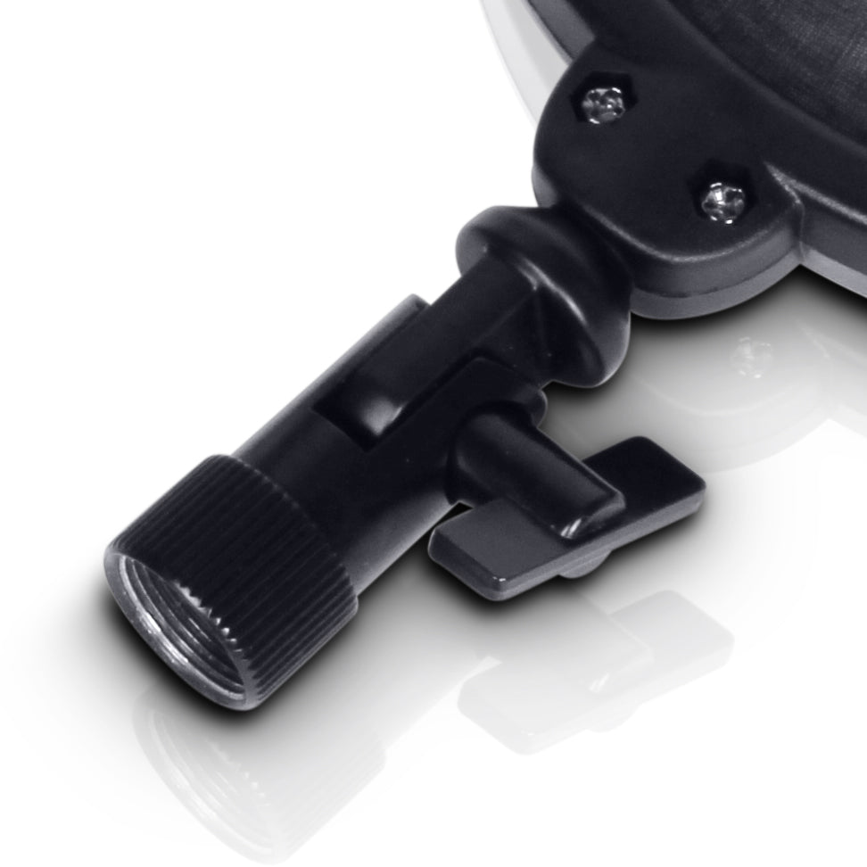 LD Systems DSM 400 mikrofonin shokkikiinnike, jossa on pop-suodatin